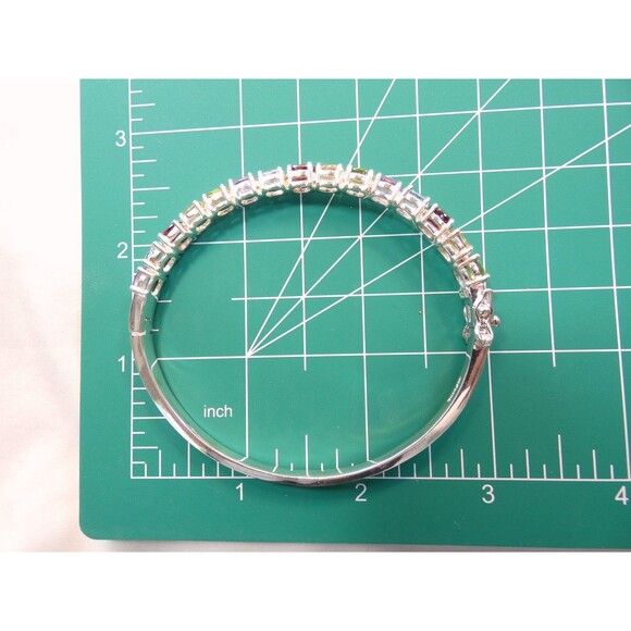 Sterling Silver Multi Gemstone Bangle Bracelet Safety Lock Excellent - Picture 7 of 7